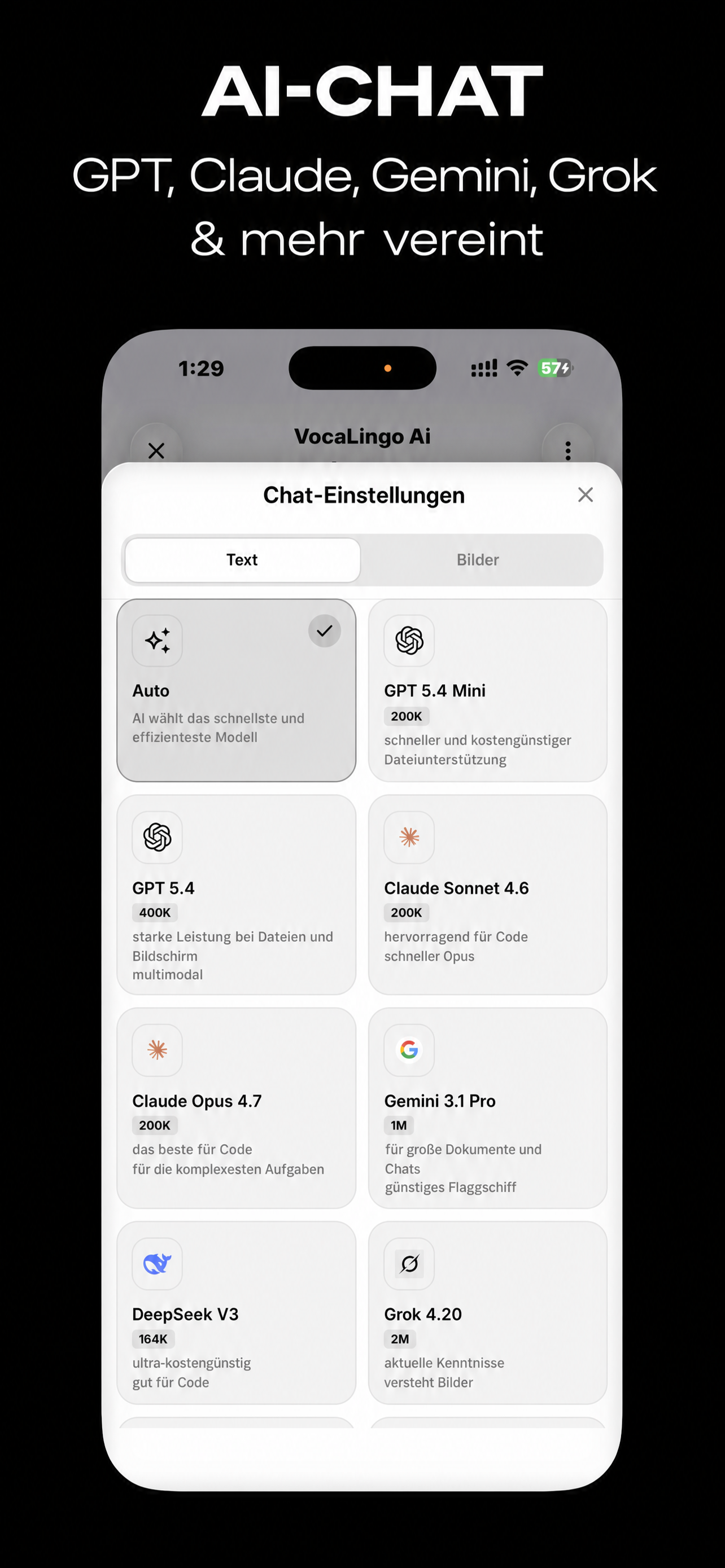 VocaLingo App-Oberfläche