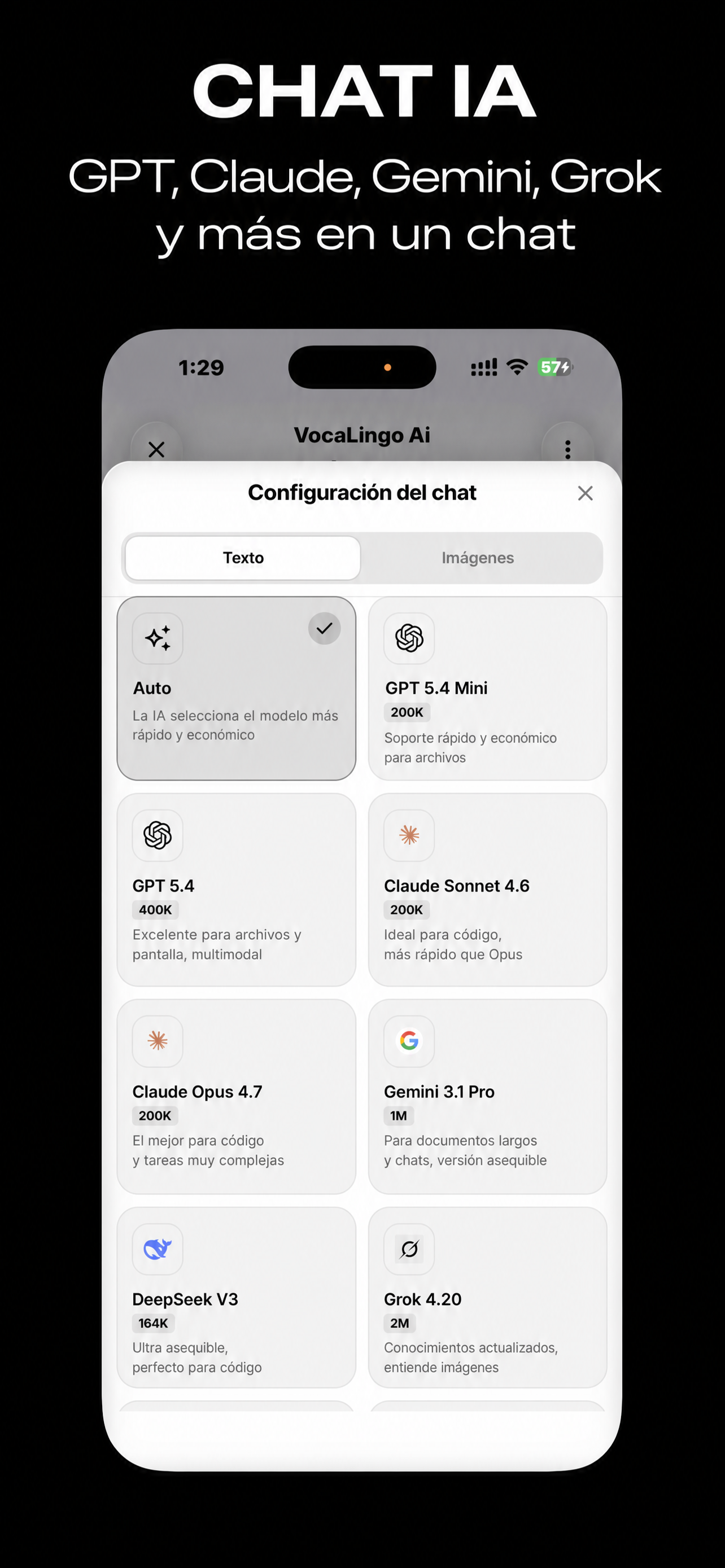 Interfaz de la app VocaLingo