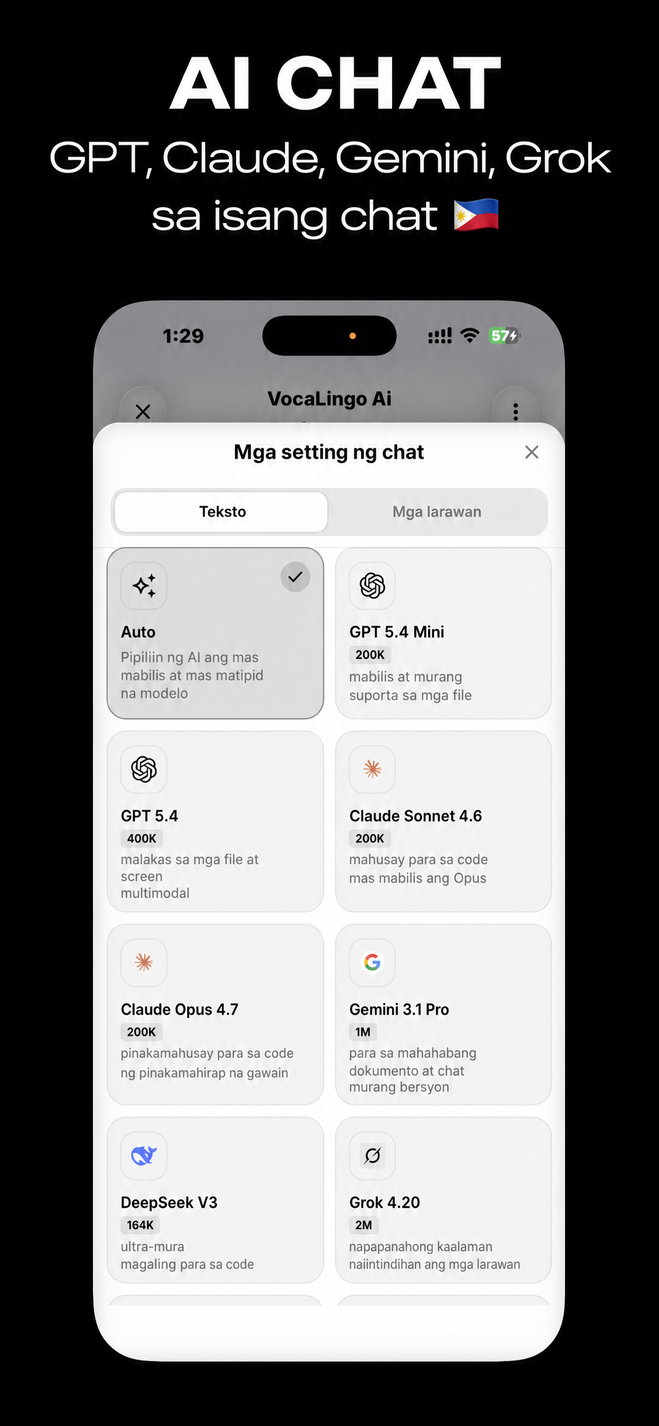 Interface ng VocaLingo App