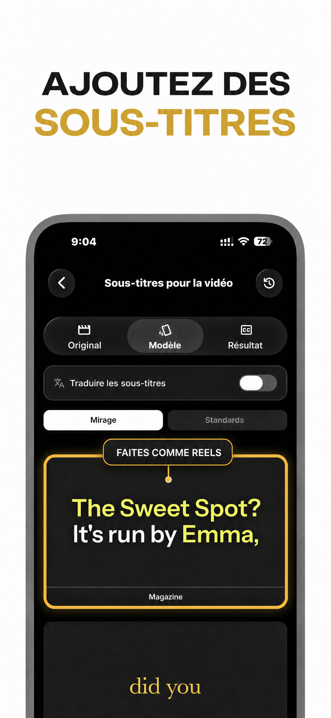 Interface de l'application VocaLingo