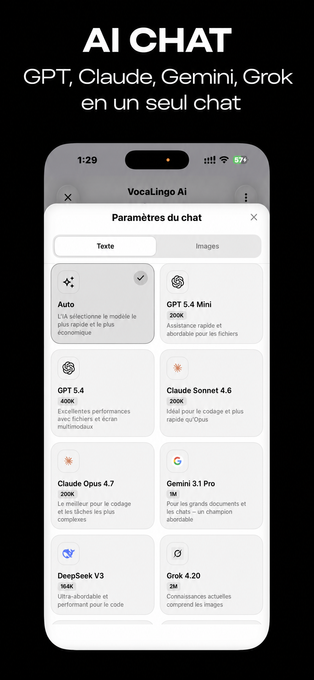 Interface de l'application VocaLingo