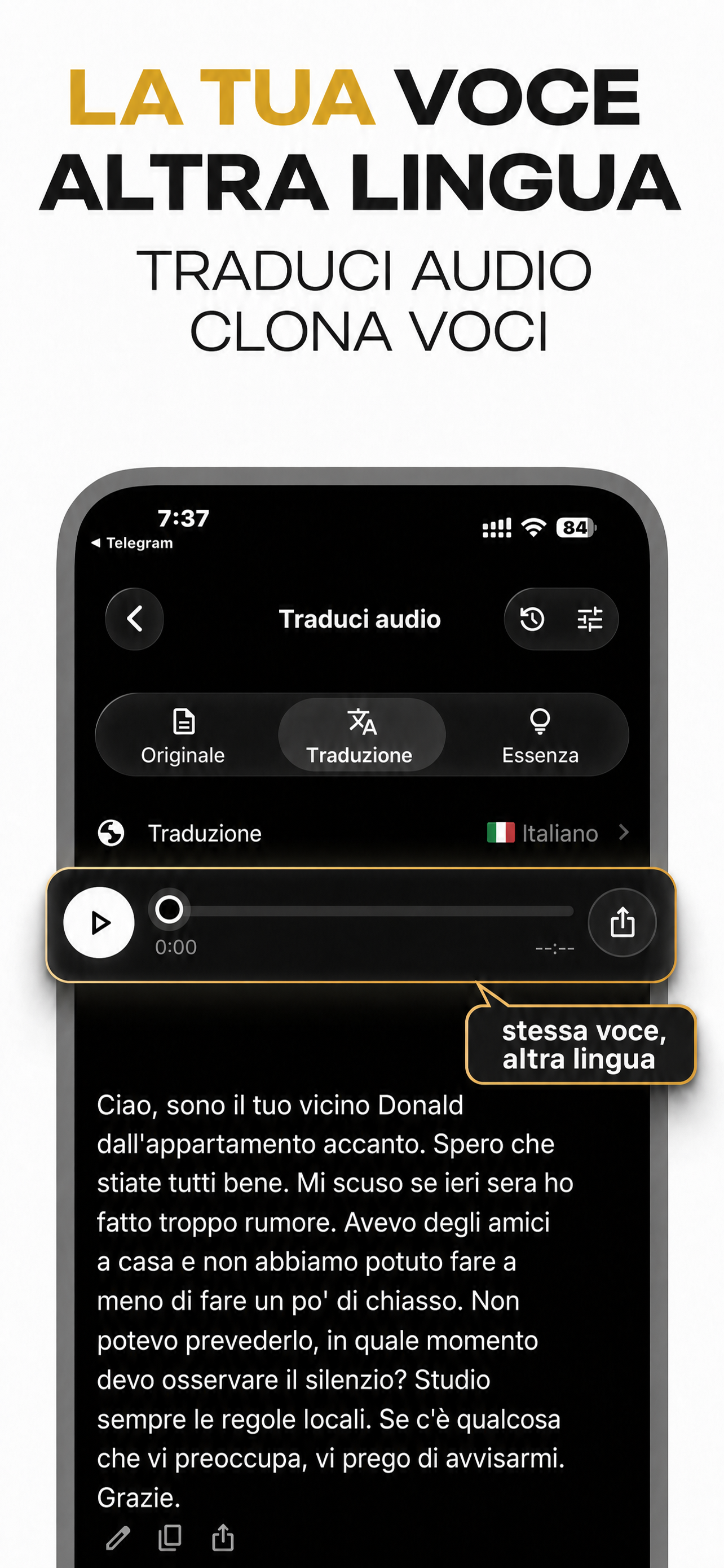 Interfaccia app VocaLingo