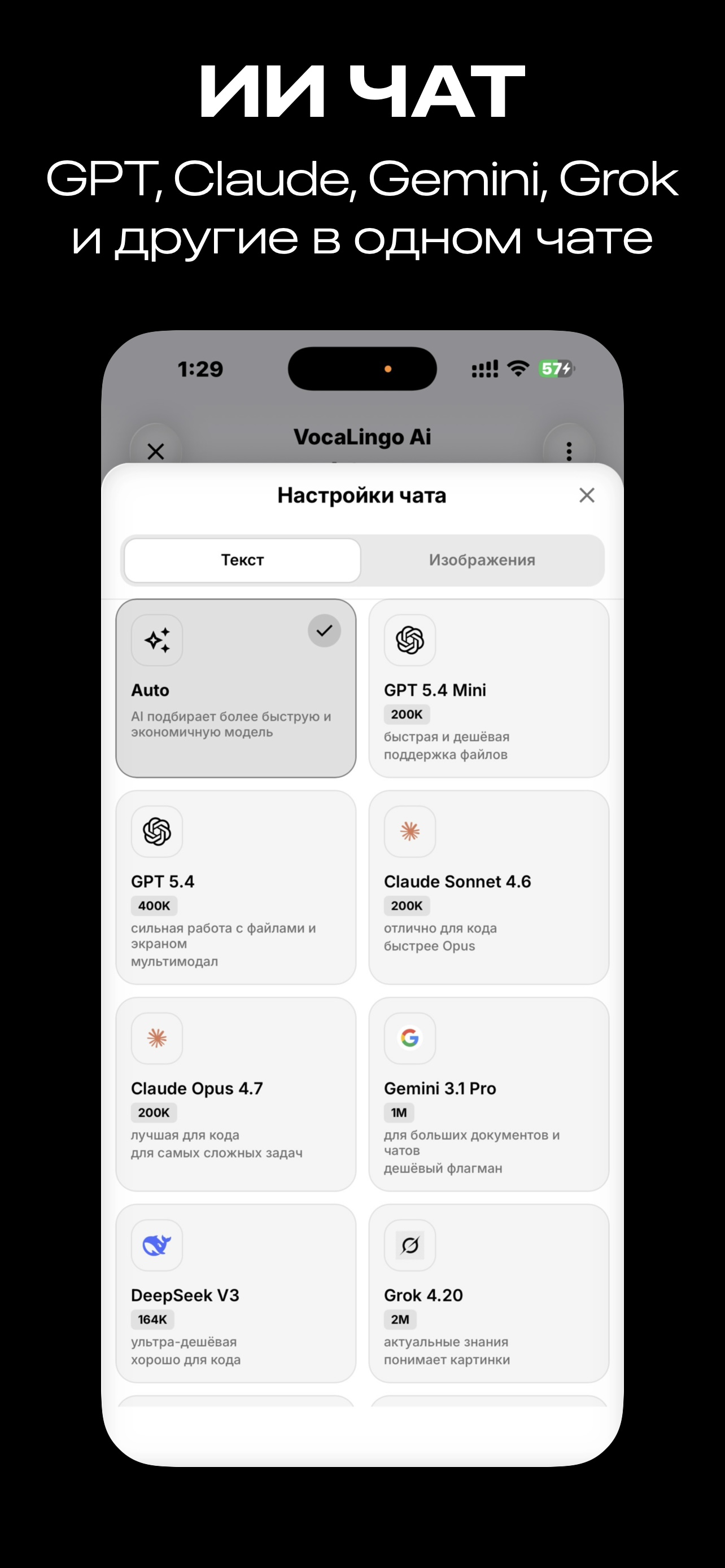Интерфейс приложения VocaLingo