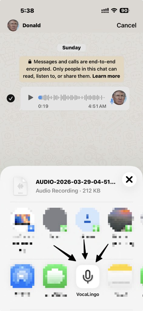Share to VocaLingo from WhatsApp