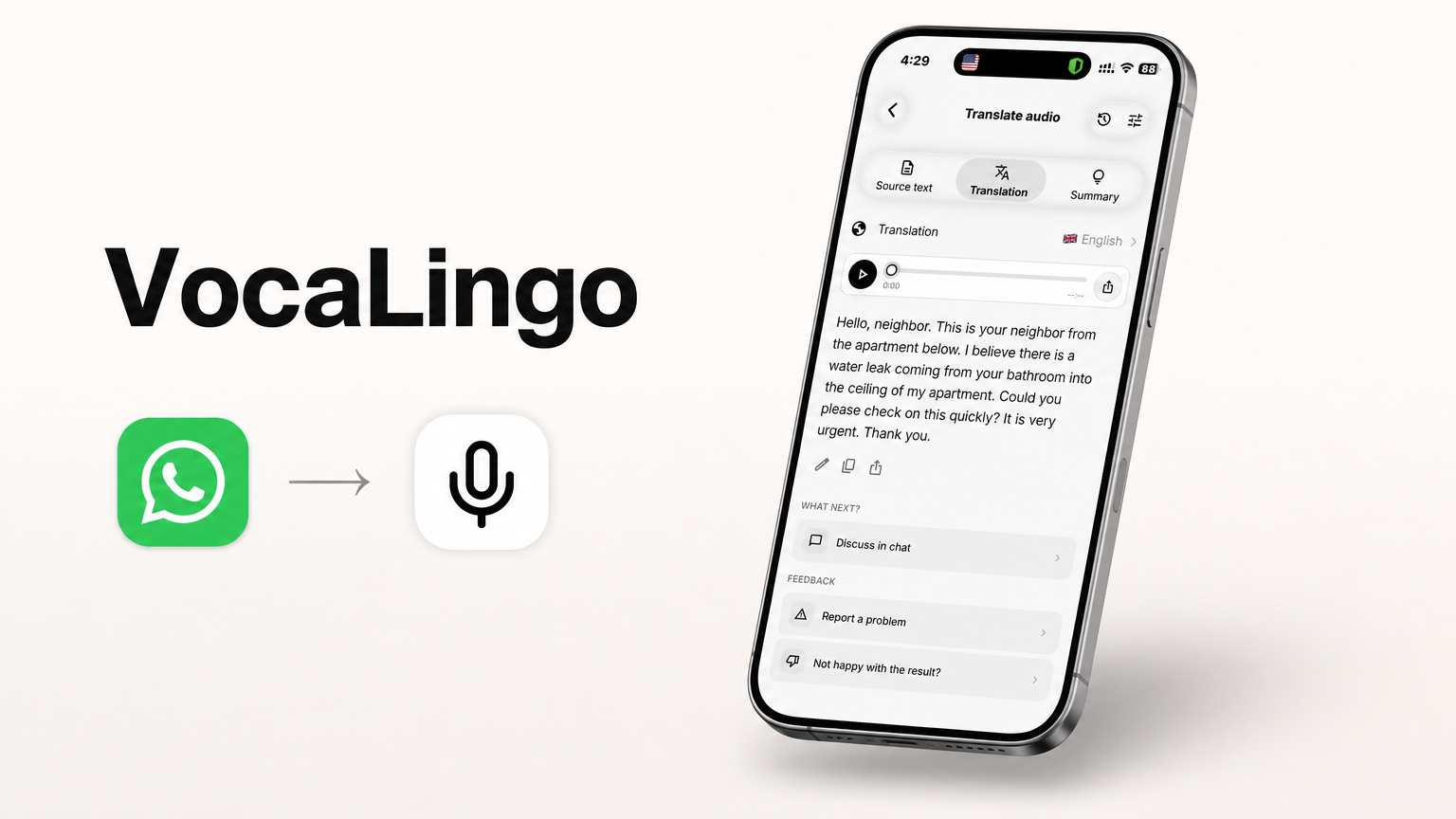 How to translate a WhatsApp voice message in the original voice